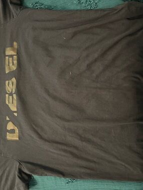 Diesel Black Short-Sleeve Tee with Gold Lettering
